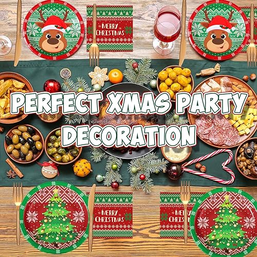 Miniatura 6 de 240 piezas de suéter feo de Navidad, suministros de fiesta, platos de suéter pegajoso, decoración de fiesta de Navidad para Navidad, juego de