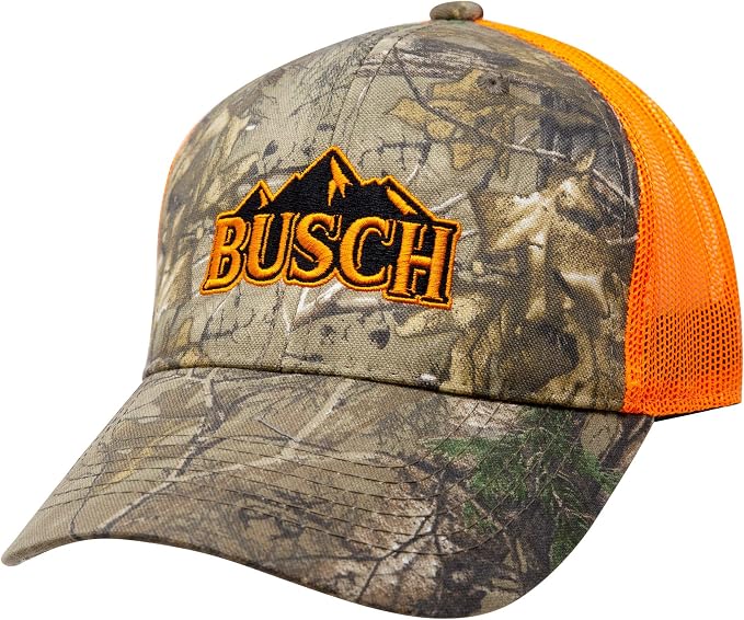 BUSCH Orange Camo Trucker Hat at Amazon 