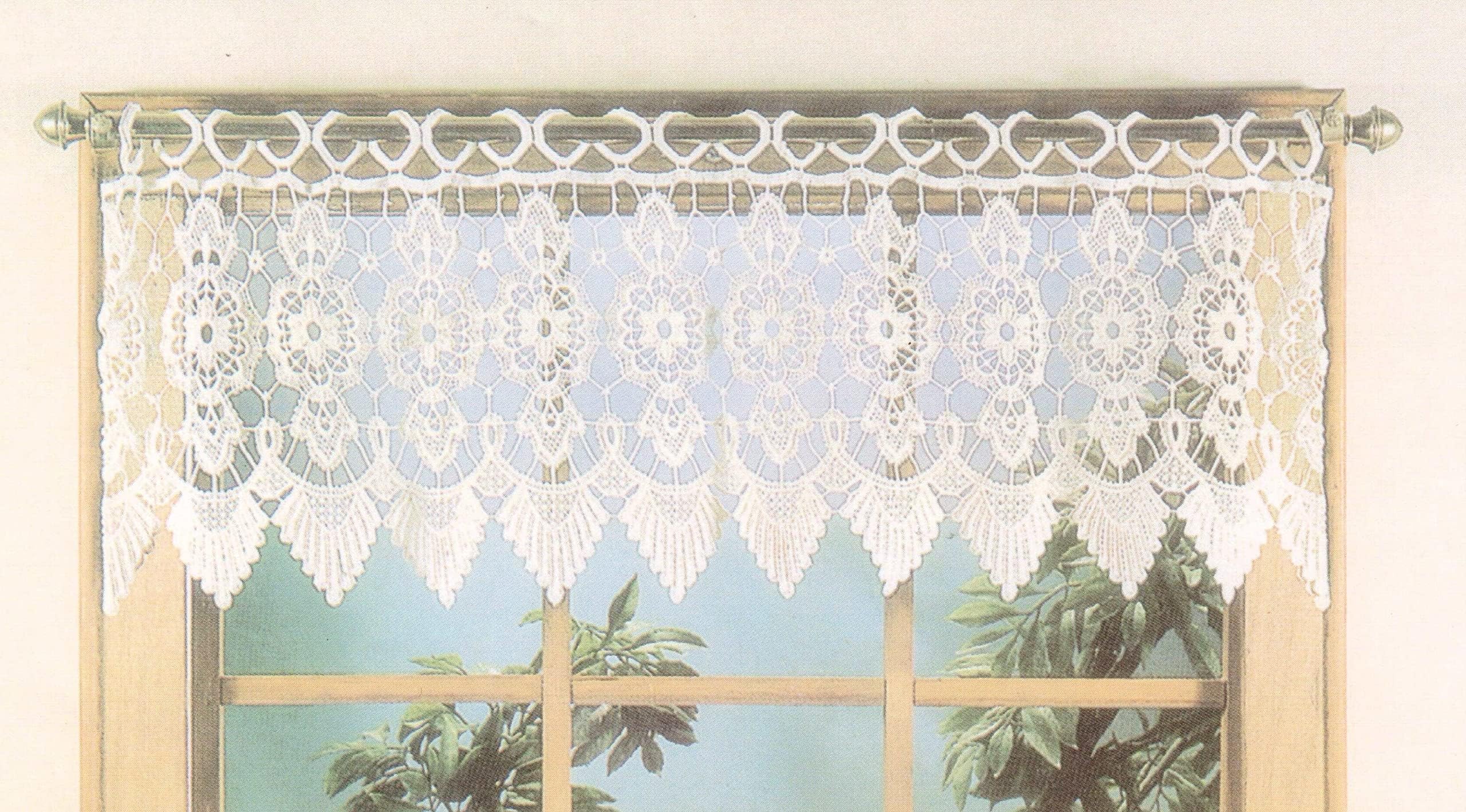 Today's Curtain Medallion Macramé Valance 12",White,35W x 12L
