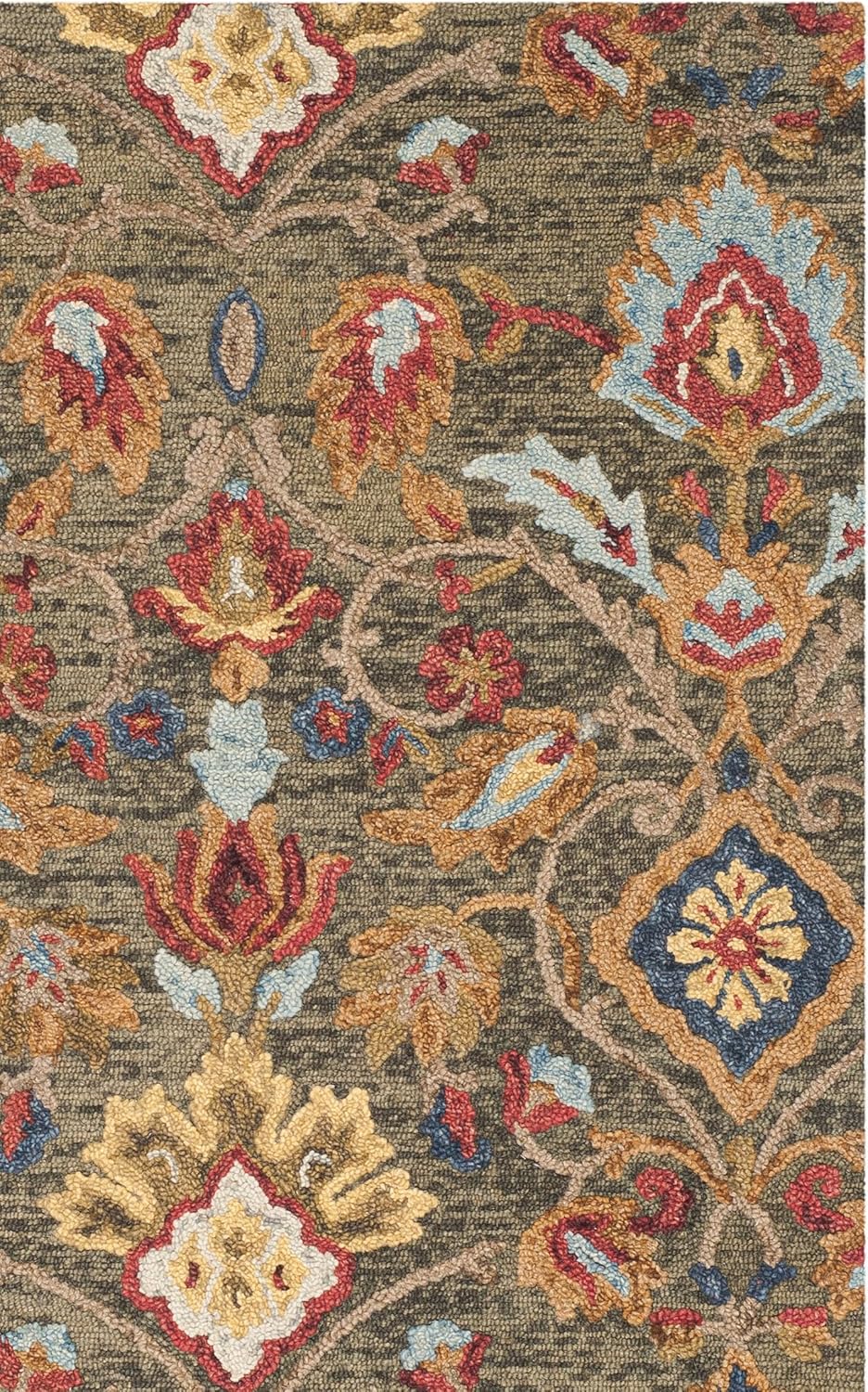 SAFAVIEH Blossom Collection Area Rug - 9' x 12', Green & Multi, Handmade Wool, Ideal for High Traffic Areas in Living Room, Bedroom (BLM402B)