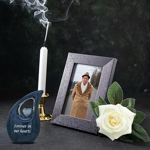 Miniatura 3 de Urnas pequeñas de lágrima blanca para cenizas humanas/mini urna con corazón azul cielo/recuerdos de cremación para cenizas/soportes para cenizas