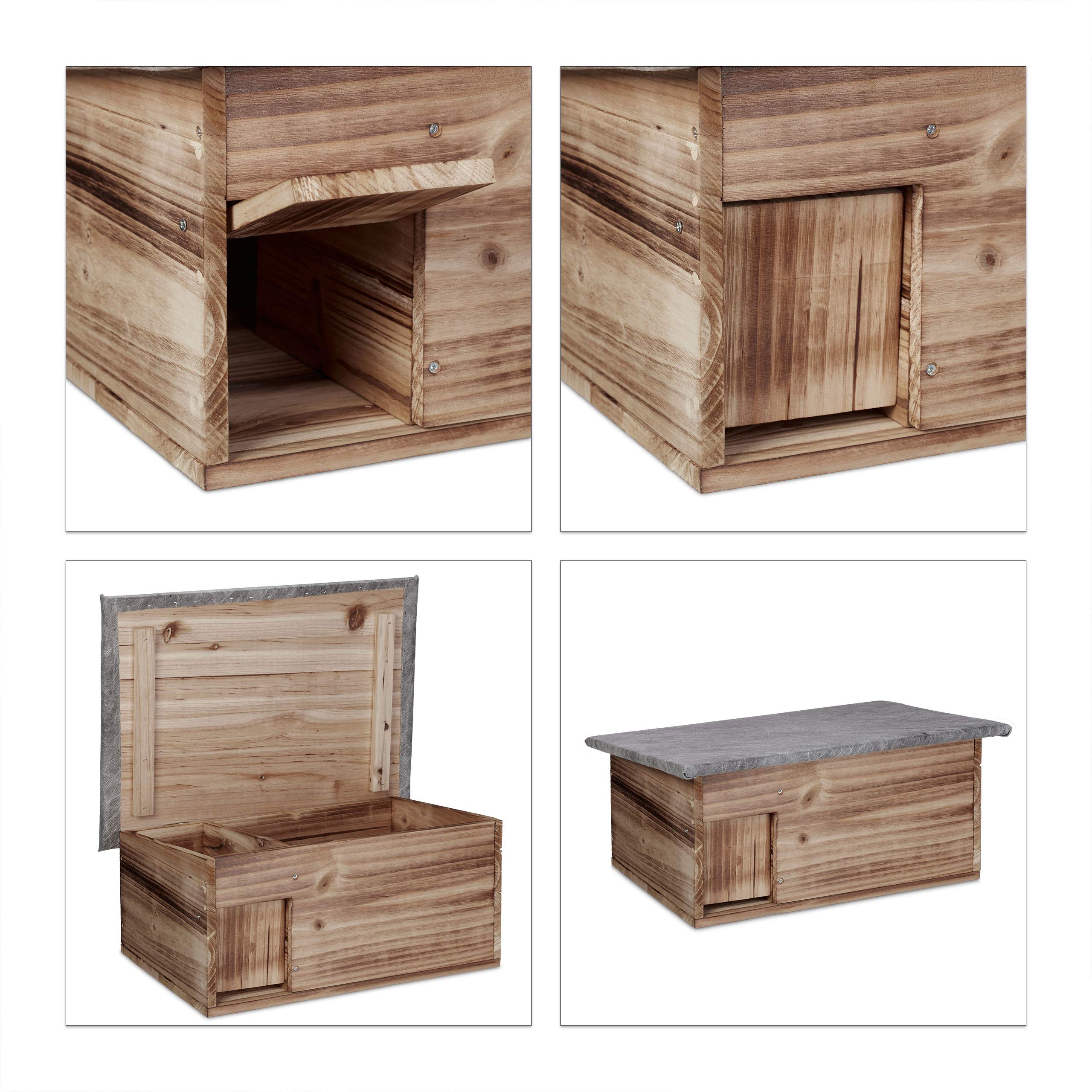Relaxdays Casetta per Ricci, Resistente alle Intemperie, Riparo dai Predatori, Rifugio per Roditori, 21x46x34, Fiammato