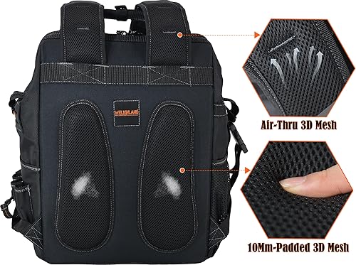 Miniatura 3 de WELKINLAND Mochila de herramientas de 55 bolsillos, Mochila de bolsa de herramientas, Mochila de herramientas, Mochila de herramientas, Mochila para