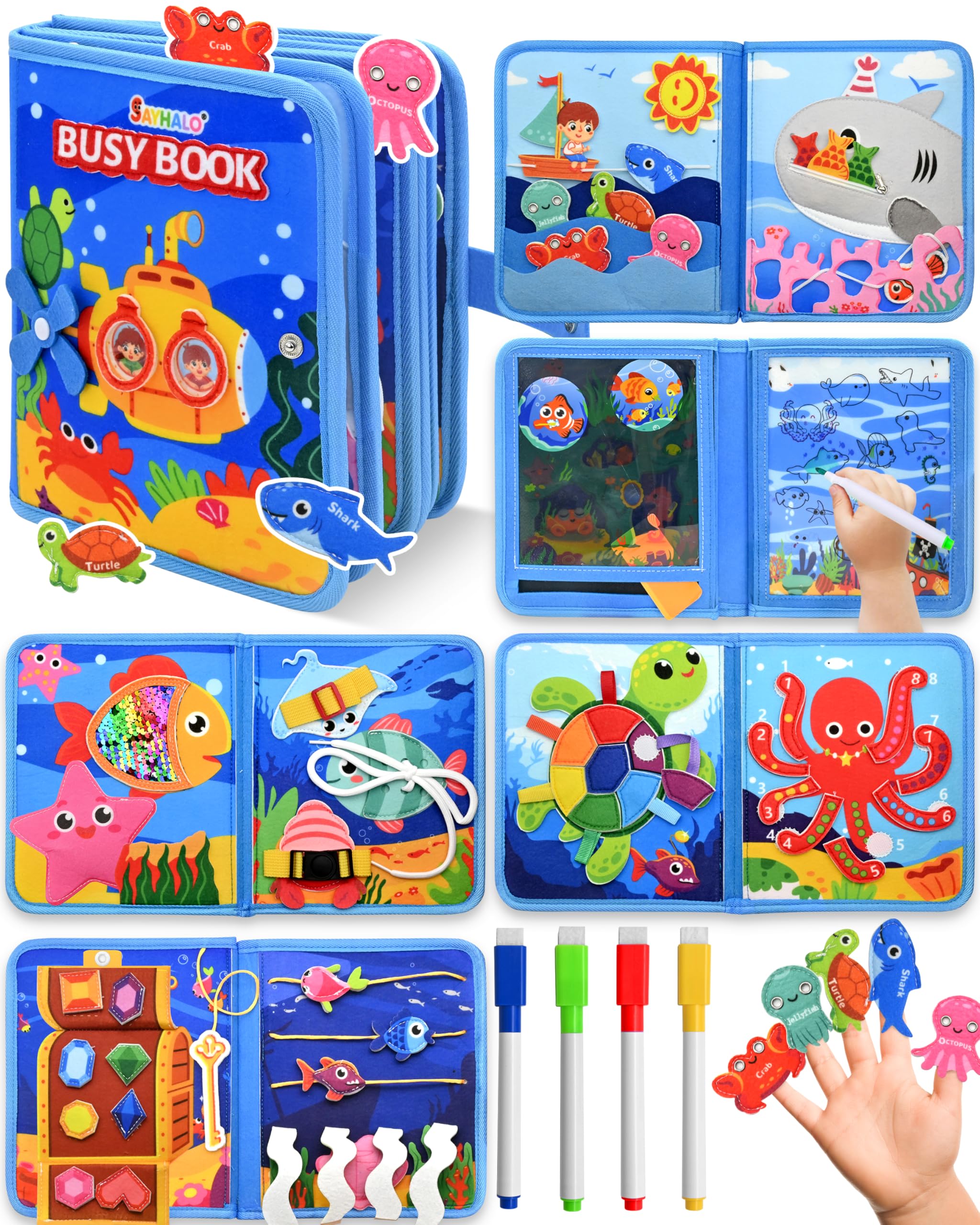 Qizfun Busy Board Giochi Montessori 3 Anni e più, Pannello Sensoriale Montessori, Giochi