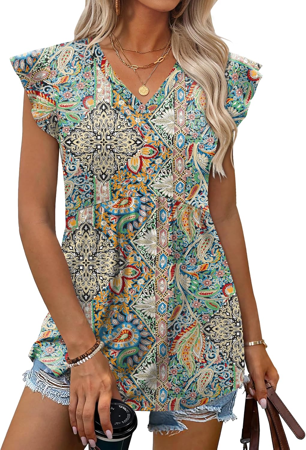 WIHOLL Womens Summer Tops 2026 Babydoll Shirts Ruffle Sleeve Spring Outfits Dressy Casual Blouses image 2