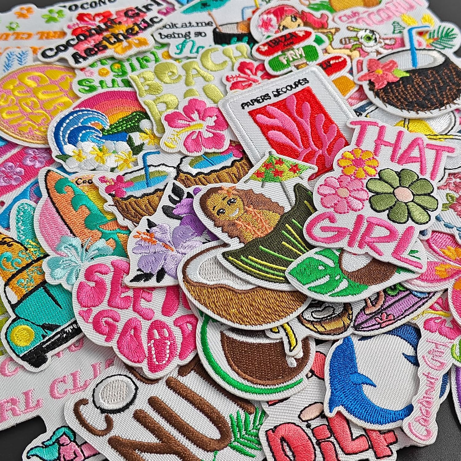 SYLVASS 48Pcs Summer Iron on Patches, Embroidered Summer Beach and Holiday Appliques for Clothing, Backpacks, Hats, Jeans DIY​ Decoration