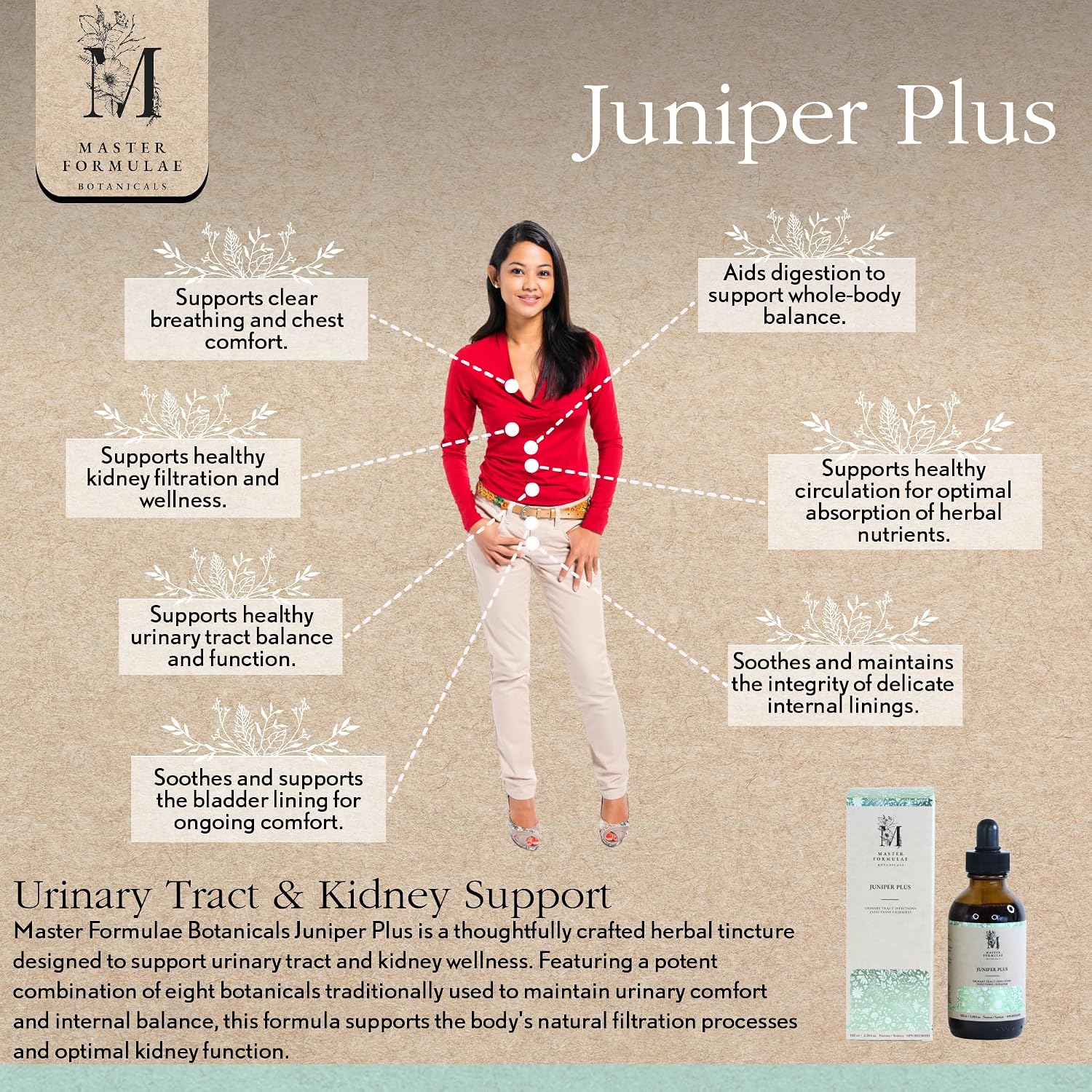 Master Formulae Botanicals Juniper Plus | Herbal Tincture | Urinary Tract Support | Liquid Drops | 100 mL