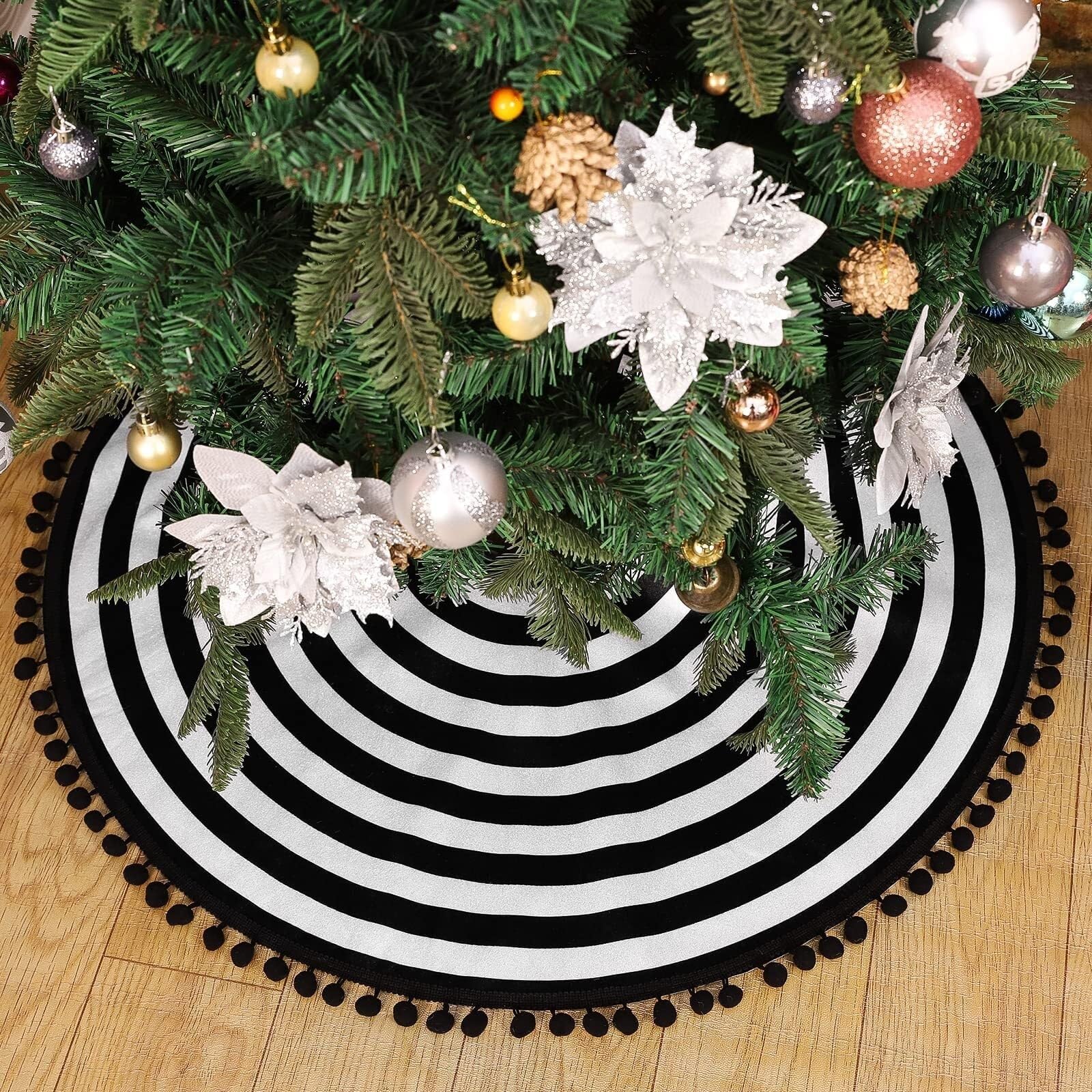 Tappeto Per Albero Di Natale Gonna For Albero Di Natale Anelli Annuali Tappetino For Albero Con Pon Pon For Decorazioni Natalizie For Interni For Le Vacanze In Casa Gonna Per Albero Di Natale(122cm)