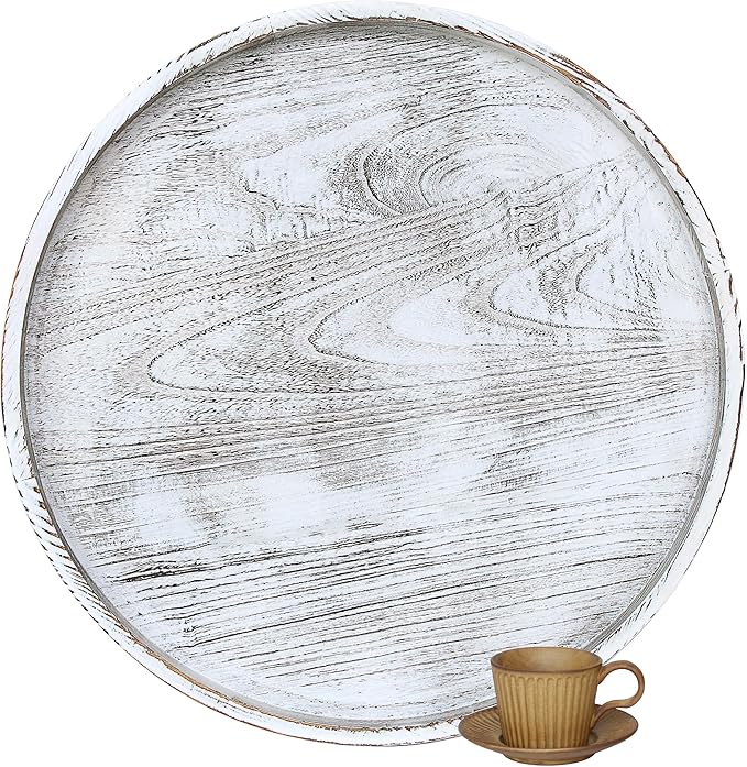 Amazon.com: Gurfuy Extra Large Round Ottoman Table Tray 24" - Rustic ...