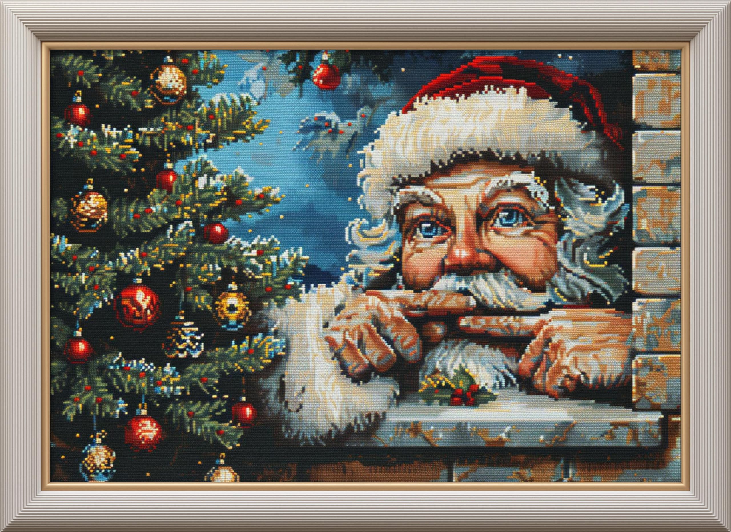 Leczany Cross Stitch Patterns Stamped Kit for Beginners | Embroidery Supplies DIY Craft Kit Needlepoint for Adults Starter | 11CT, 3 Strands | Beautiful Santa Claus 22.8x15.9 inches