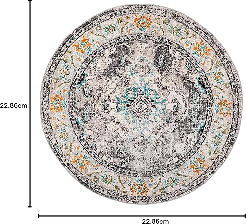 Miniatura 170 de Safavieh Tapete de área grande, colección Monaco, 11 pies x 15 pies, azul marino y celeste, diseño desgastado de medallón, no desprende pelusa