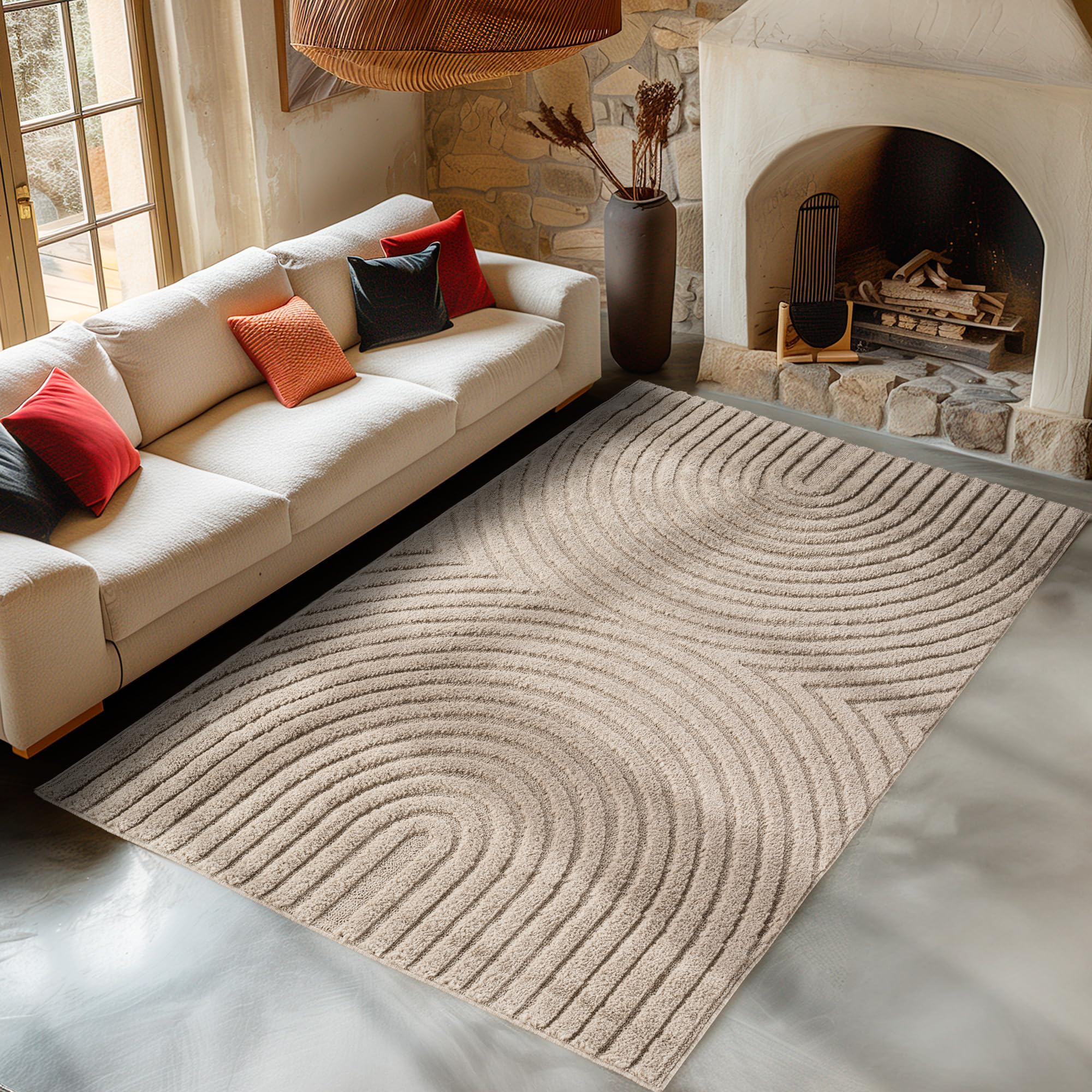 Carpetsale24 Wohnzimmer Teppich Hochflor Skandi Boho Karo Muster Hoch-Tief Struktur Shaggy Langflor Weich Flauschig Strapazierfähig Pflegeleicht Modern für Schlafzimmer