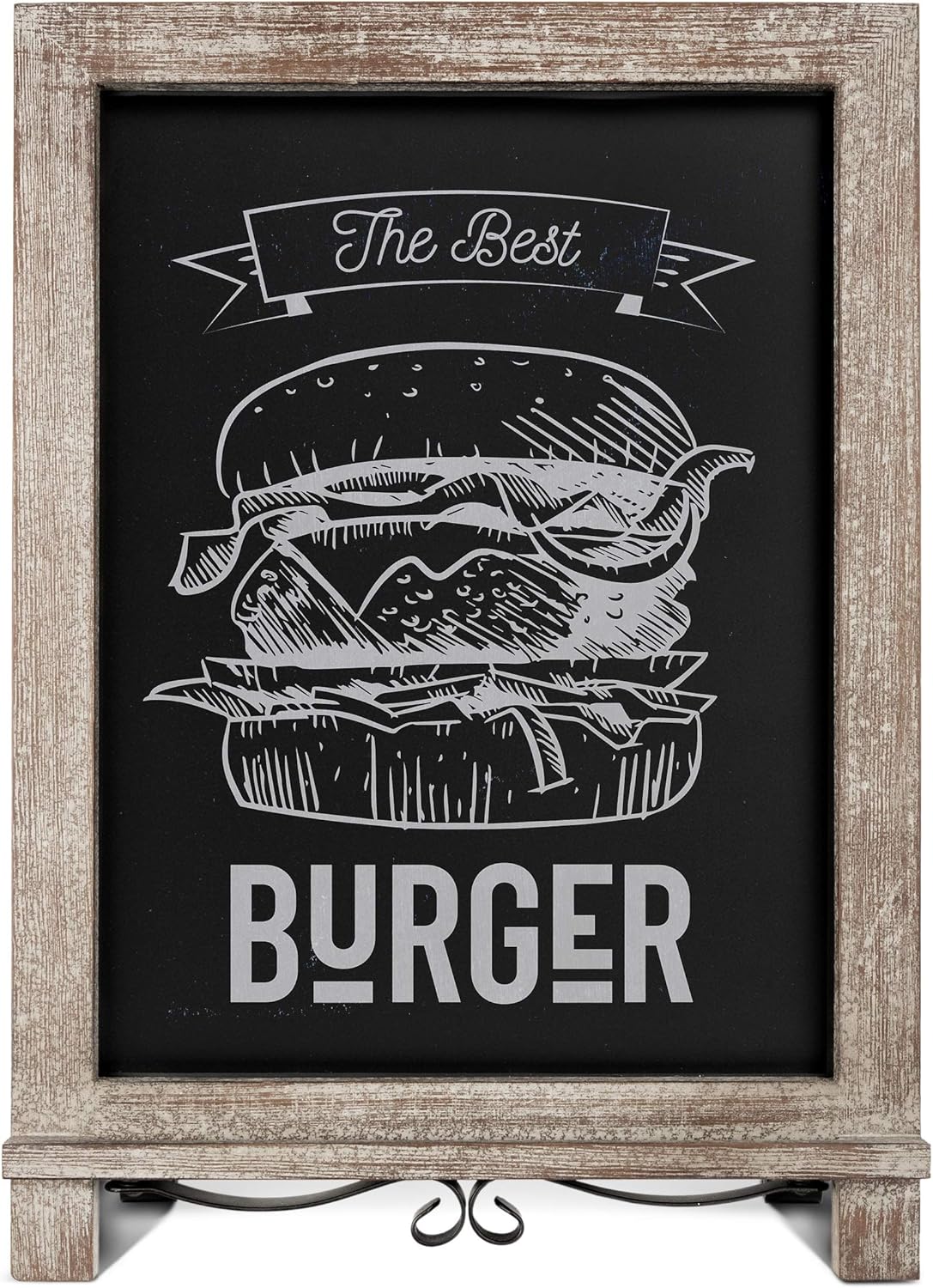 HBCY Creations Rustic Weathered Wooden Tabletop Chalkboard with Legs/Vintage Wedding Table Sign/Small Kitchen Countertop Memo Board/Antique Wooden Frame (12" x 17", 3- Weathered) : Office Products