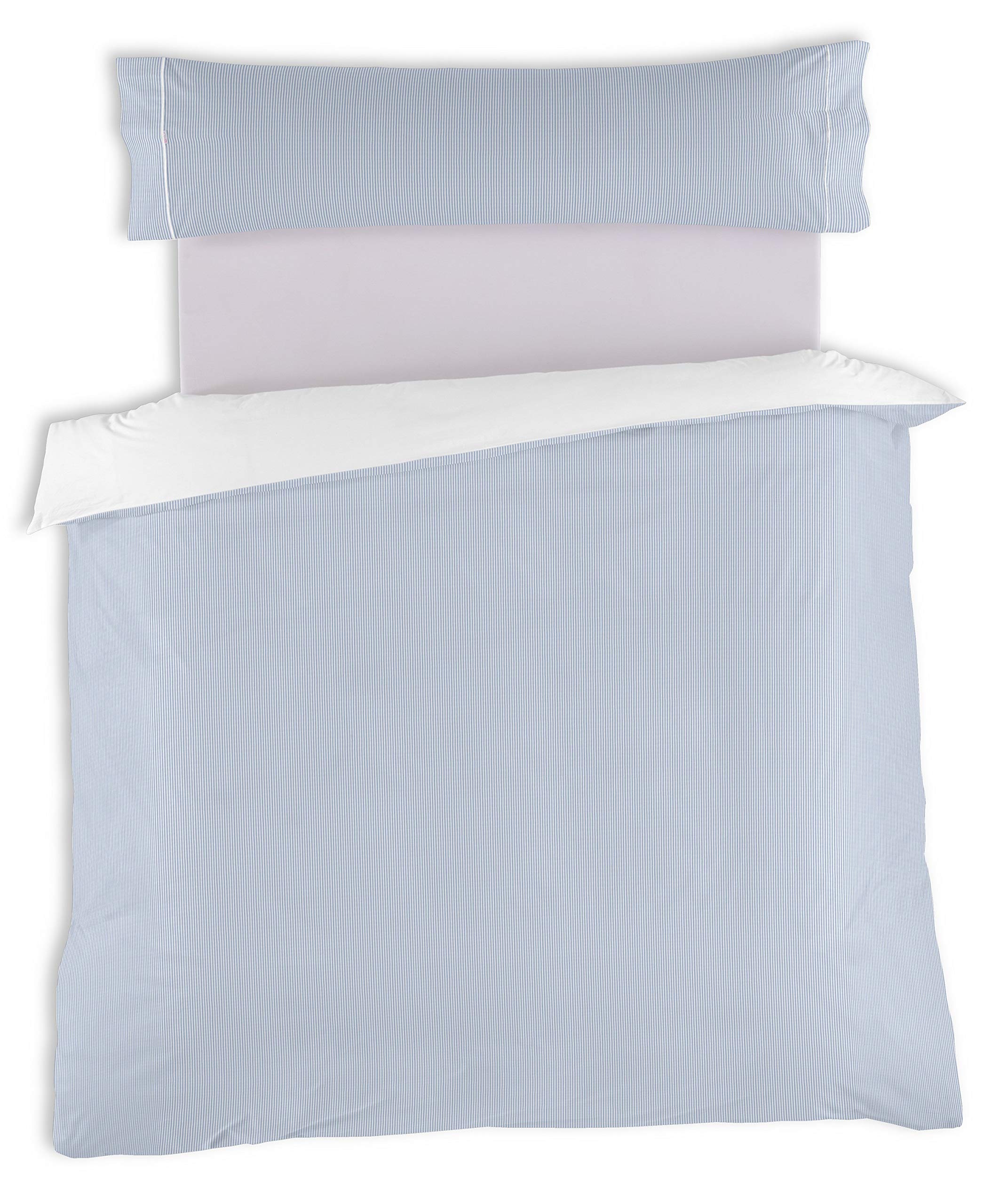 AlexandreHouse Funda Nordica and Funda de Almohada Greta, Blue Cama de 90 (2 pieces) - 100% Cotton - 200 Hilos. Gramage: 125