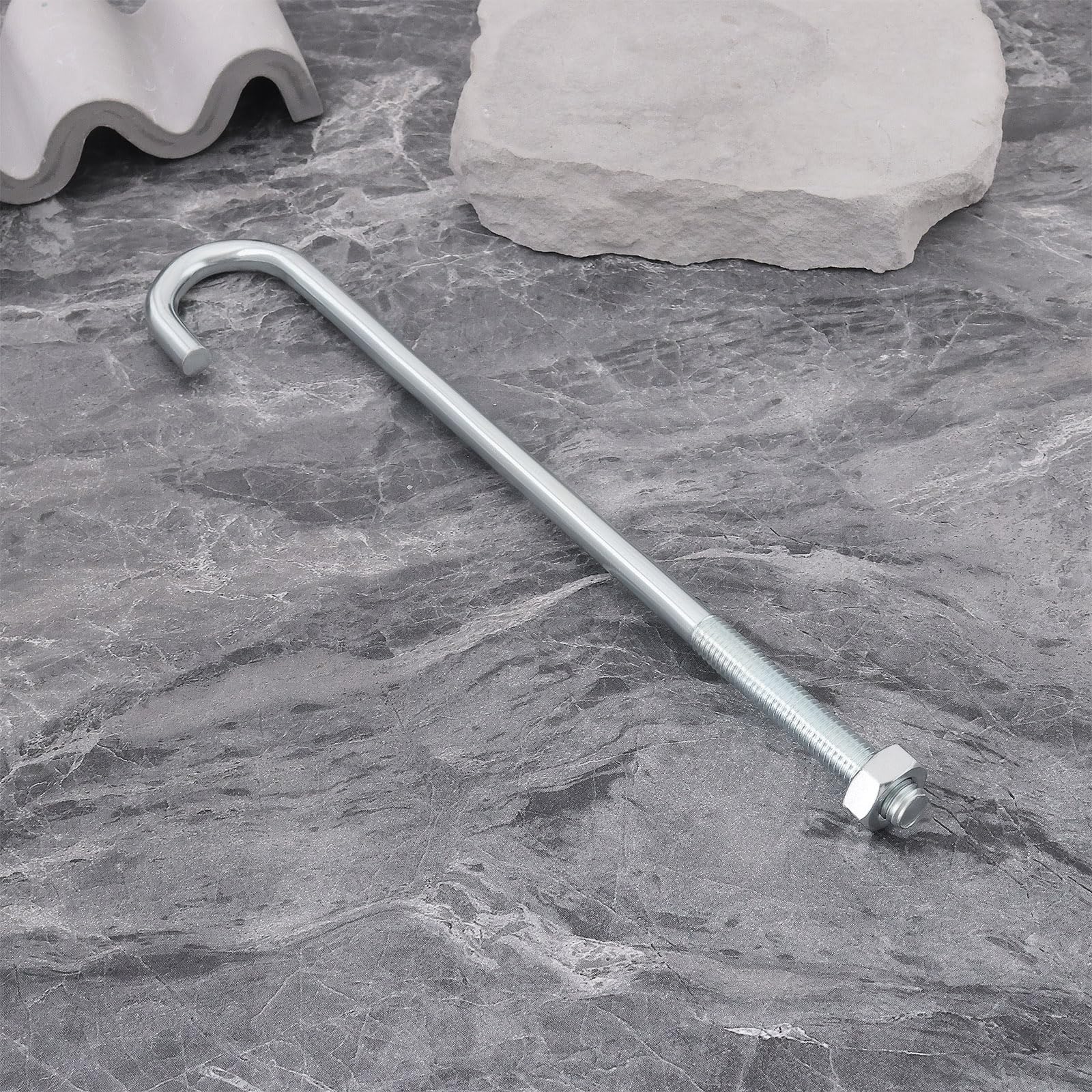 4 pernos de gancho M10 J de vástago largo roscado tornillo industrial para tuberías, proyectos de valla de jardín, hojas de techo de hormigón (250 mm)