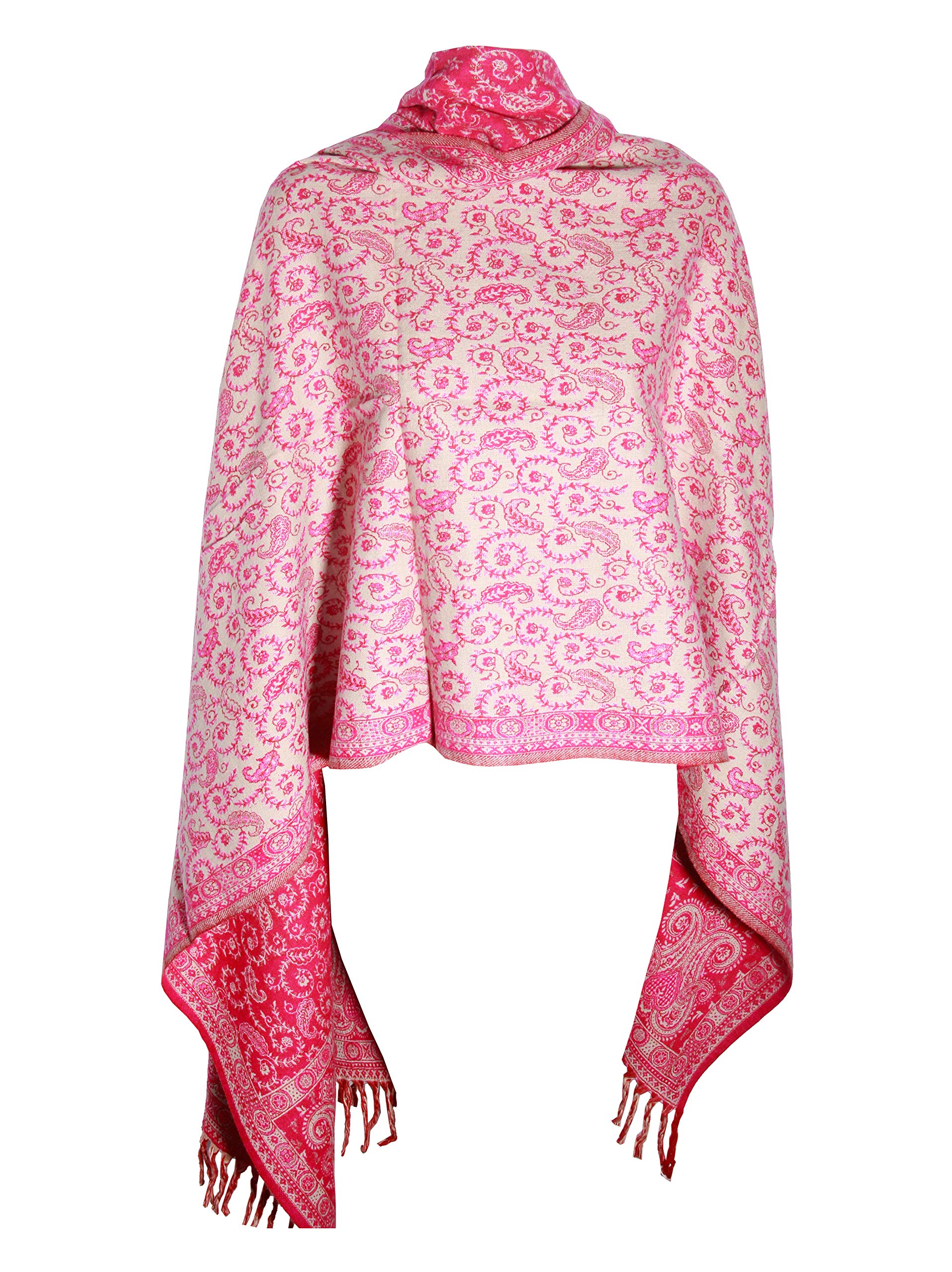 Schal aus reiner Yak-Wolle, wendbar, wendbar, luxuriös, Pink
