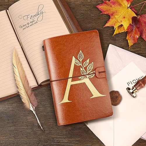 Miniatura 6 de Regalos para mujeres y hombres  Diario de viaje de cuero recargable, diarios personalizados para mujeres, bloc de notas diario para profesores de