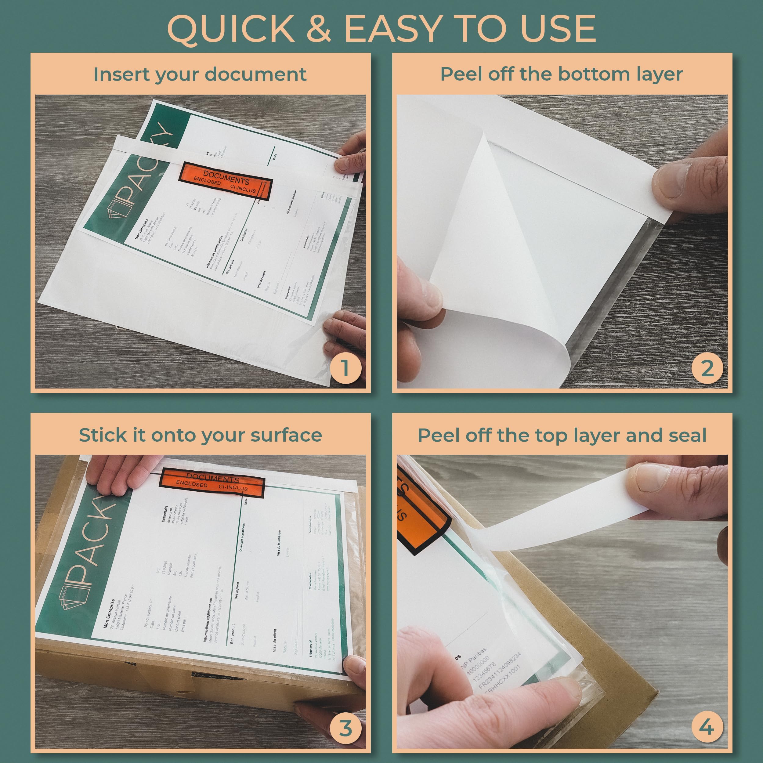 Delivery Note Pockets Document Bags DIN Long "Delivery Note Invoice", Pack Of 10 - View #8