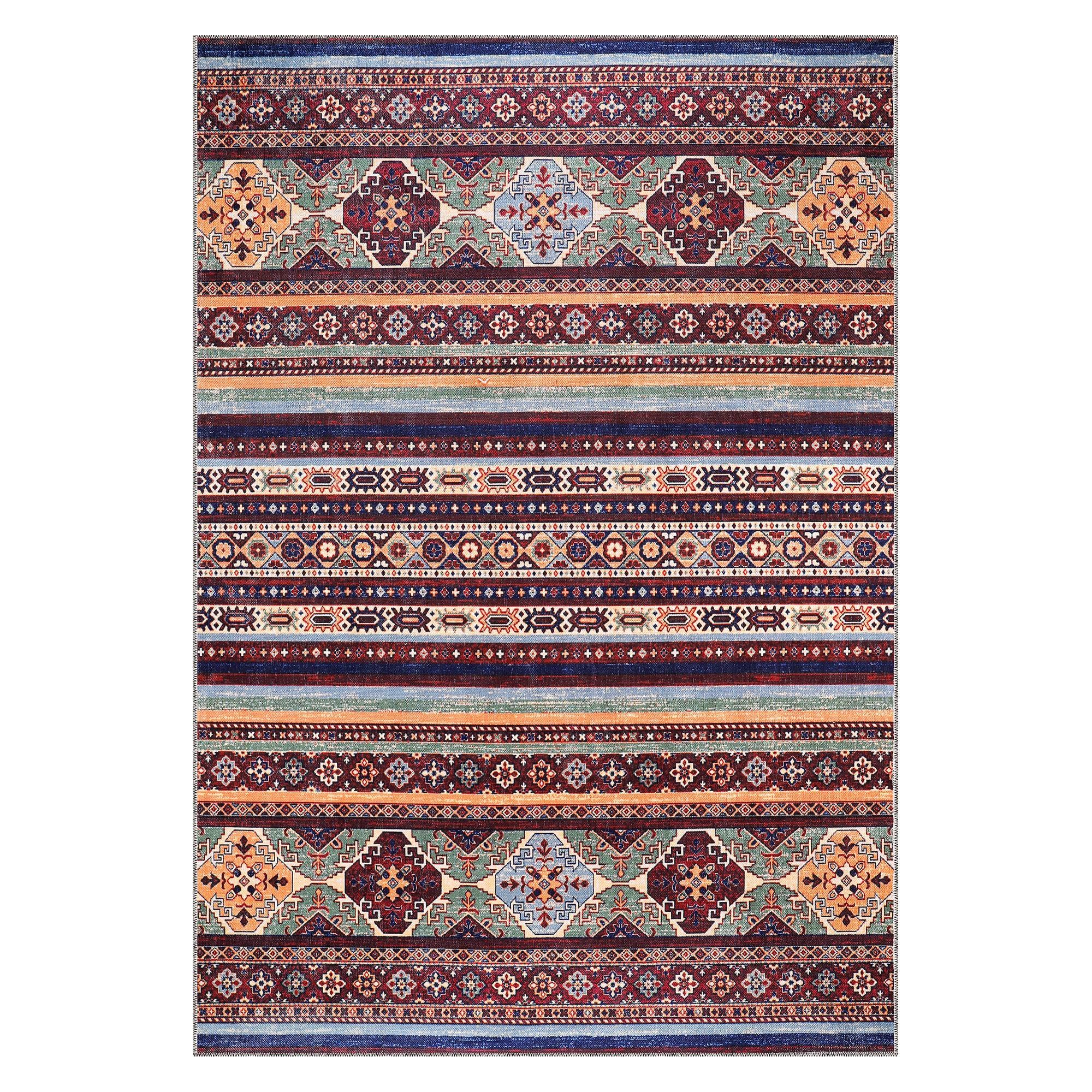 RUG WEAVERS Rugs for Living Room - Washable Rug - Area Rug - Non-Slip Rugs Carpet Woven from Cotton - Vintage Rug for Living Room Bedroom Kitchen - Kid & Pet Friendly (MULTICOLOR RUG, 160X230 CM) โ image 1