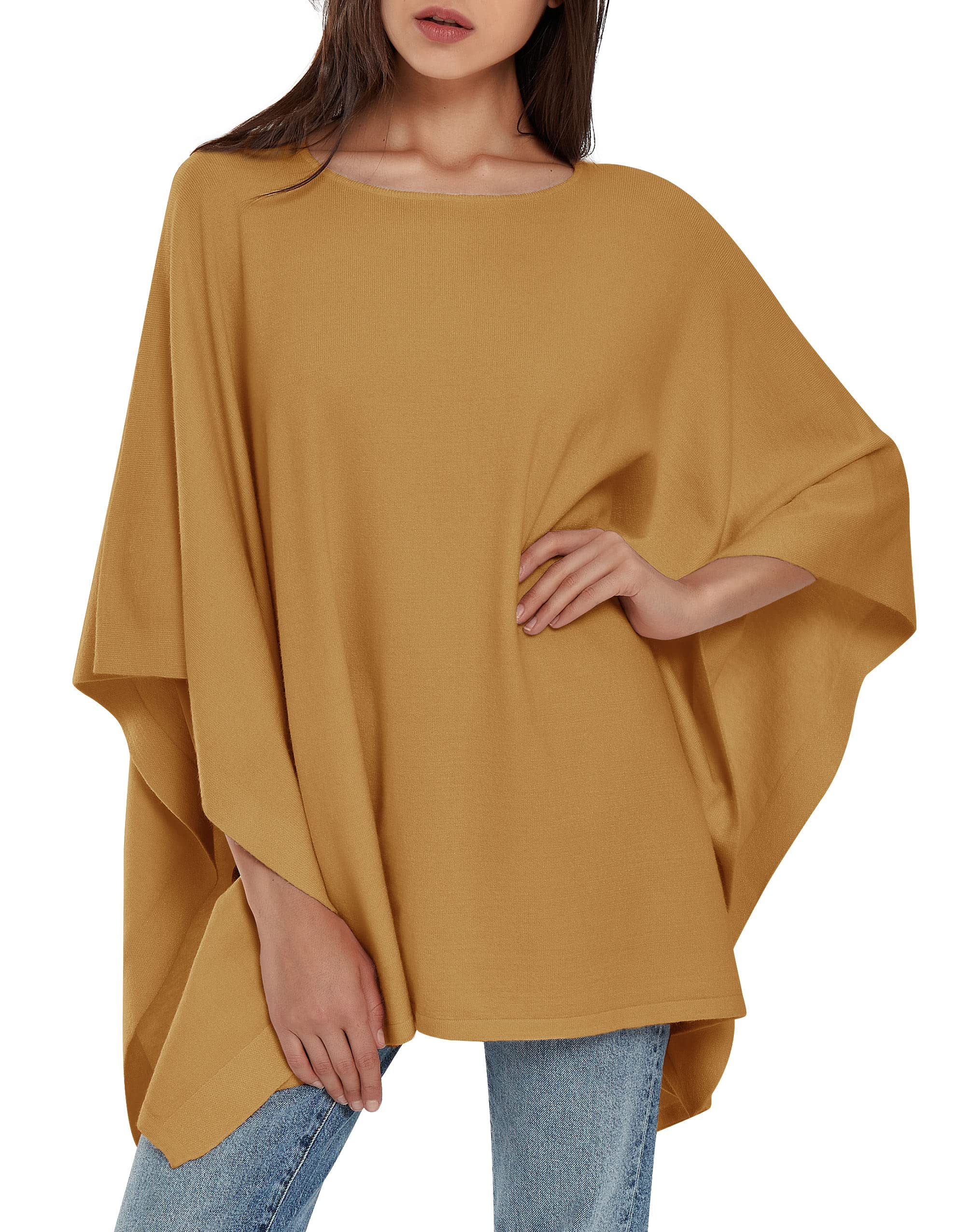 PULI Women's Pullover Poncho Sweater Knit Layering Top Travel