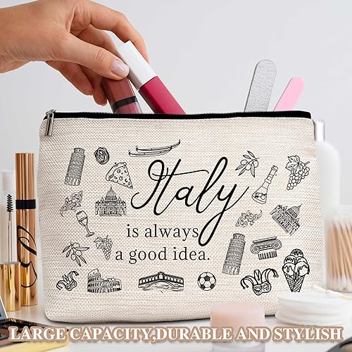 Miniatura 5 de ZIIUFRN Italia - Regalo de viaje para mujeres, bolsa de maquillaje de viajero, bolsa de cosméticos de viaje para turistas, hermanas, niñas,