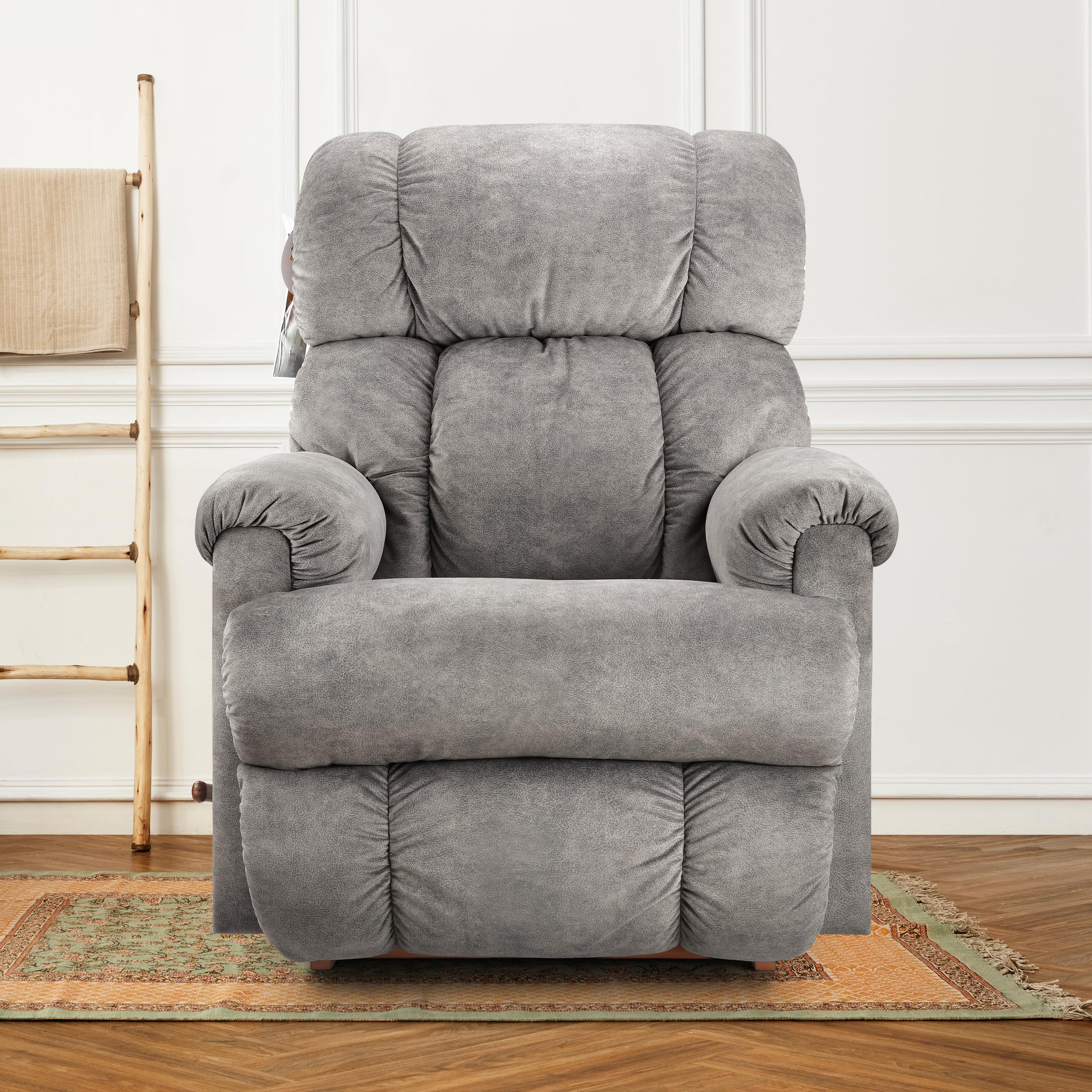 LA Z BOY American Imported Pinnacle Single Seater Manual I-Clean Fabric Reclina Rocker Recliner Sofa | Premium Durable Iconic Comfort Home Design | Living Room Relax Seating Chair | I Aviator Smoke