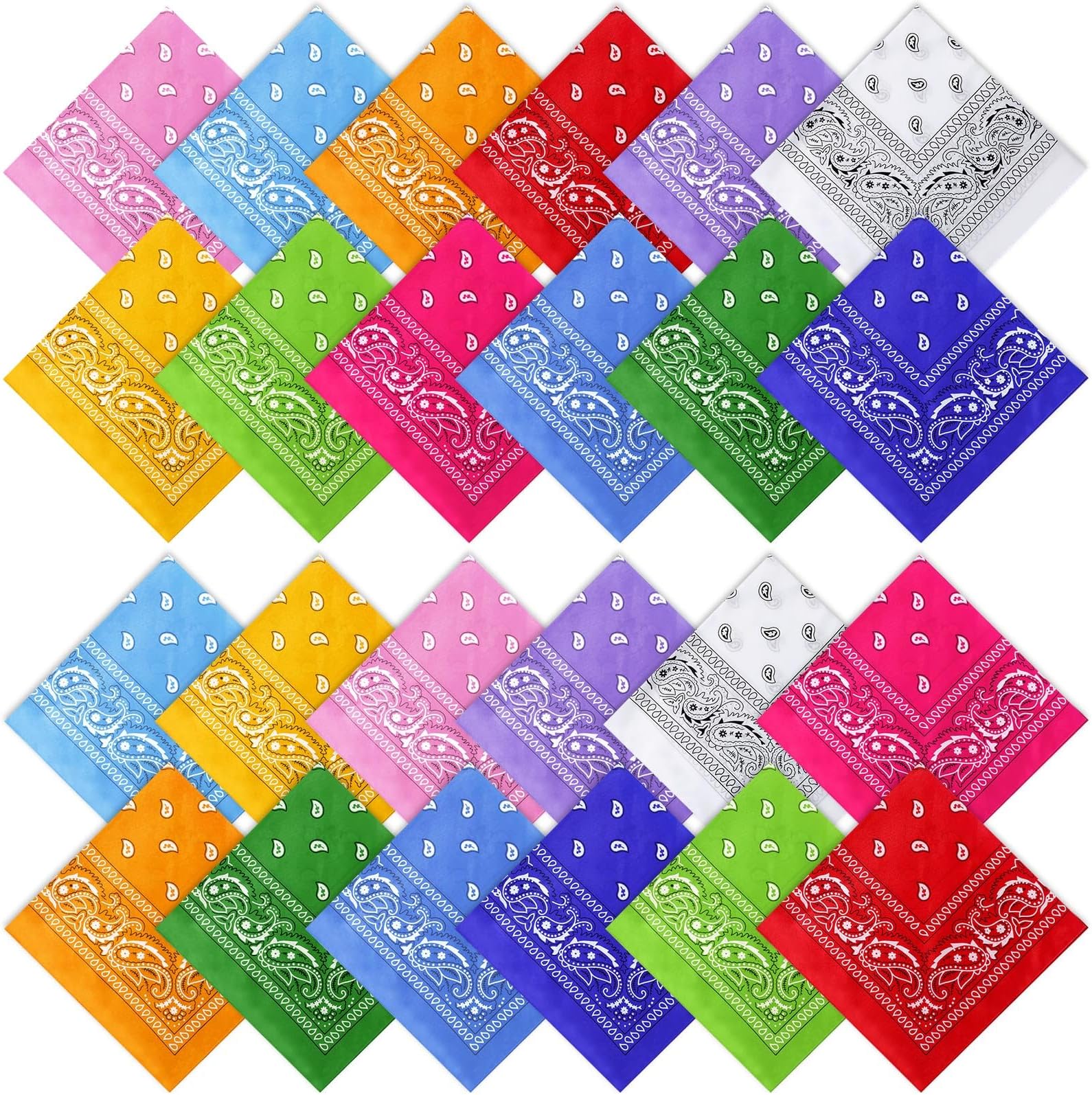 24 Pcs Bandanas Bulk for Women Men 22 x 22 Inch Paisley Outdoor Headband Cowboy Handkerchief Summer