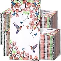 Jetec 200 Count Flower Birds Disposable Guest Napkins - Vibrant Floral Bathroom Hand Towels for Parties, Birthdays & Holidays