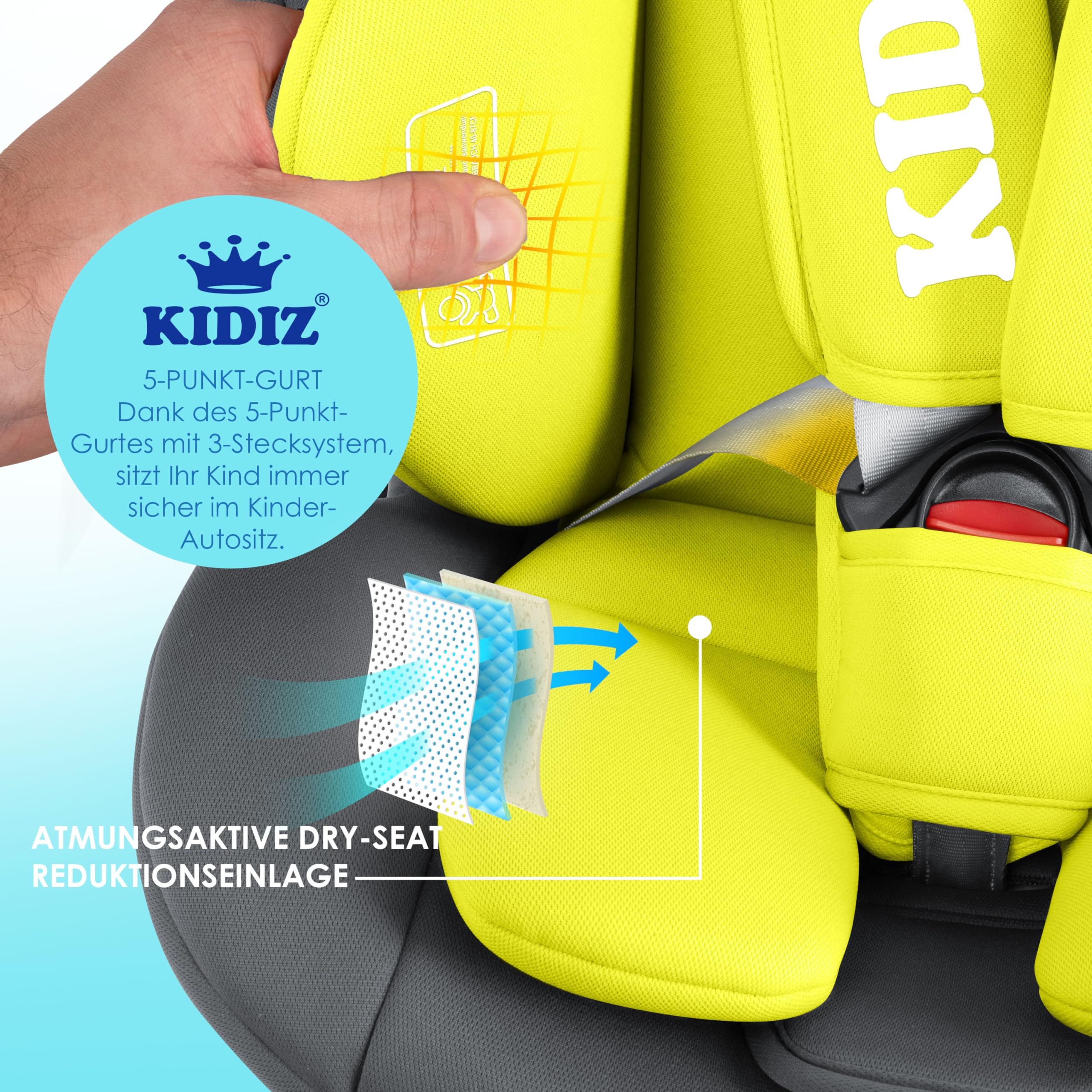 KIDIZ® Seggiolino auto per bambini Seggiolino auto per neonati Seggiolino auto per bambini Isofix Top Tether Girevole a 360° Gruppo 0/1/2/3 dalla nascita 0-36kg, grigio