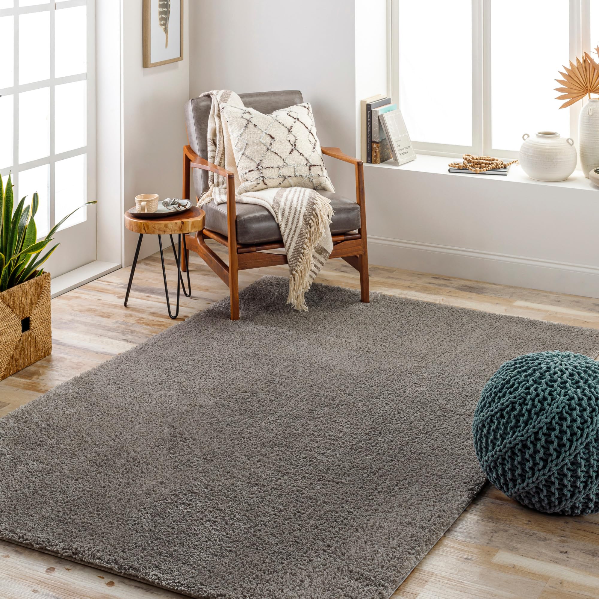 Livabliss Claire Shaggy Carpet 160x213 cm – Modern Berber Style for Living Room & Bedroom, Soft Plush Thick Pile, Neutral Boho Design, Easy Care, Dark Grey