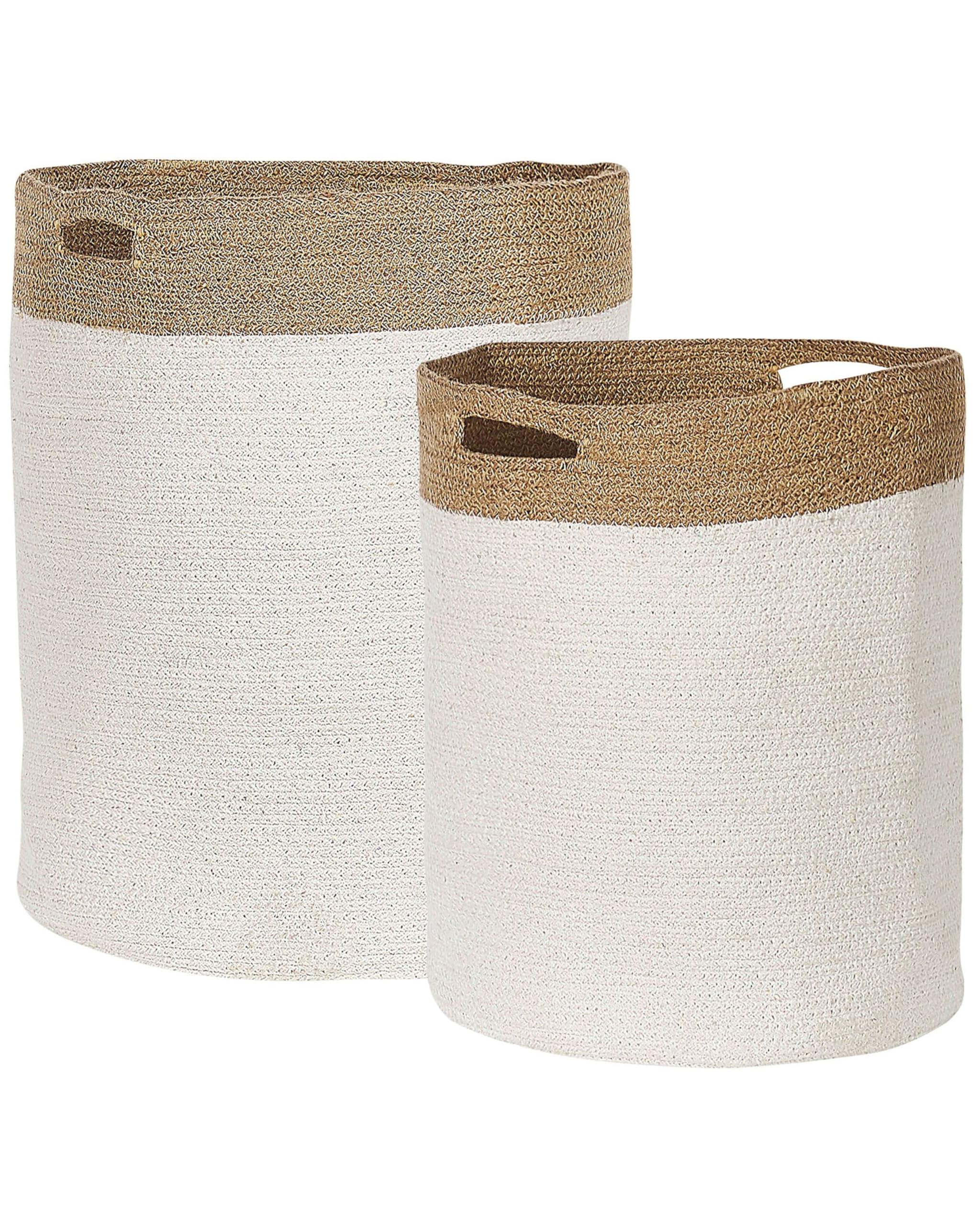 Textilkorb Baumwolle u. Jute weiß/beige 2er Set Kardh