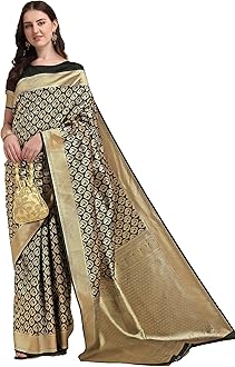 Jaanvi fashion Women's Banarasi Silk Sarees With Zari Jacquard Work & Blouse Piece