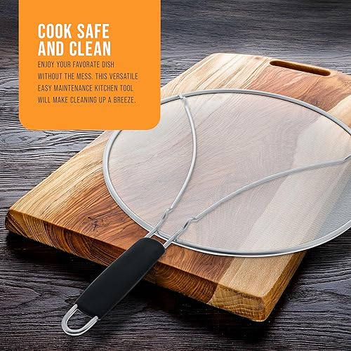 Miniatura 7 de U.S. Kitchen Supply Protector de salpicaduras de acero inoxidable de 13 pulgadas, cubierta de malla fina, grasa y aceite, pantalla de salpicaduras