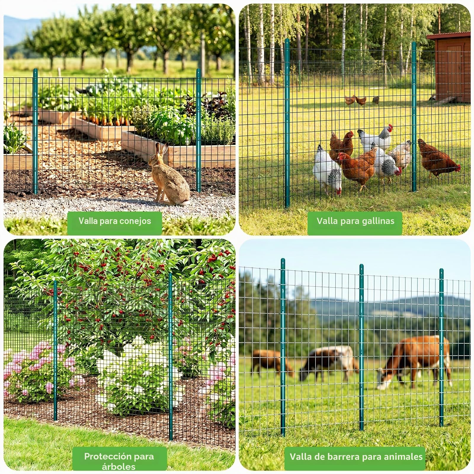 Thealyn Postes U para Cercados, Set de 10 Unidades 121 CM Acero Galvanizado Anticorrosión, Fácil Instalación para Jardín o Corral