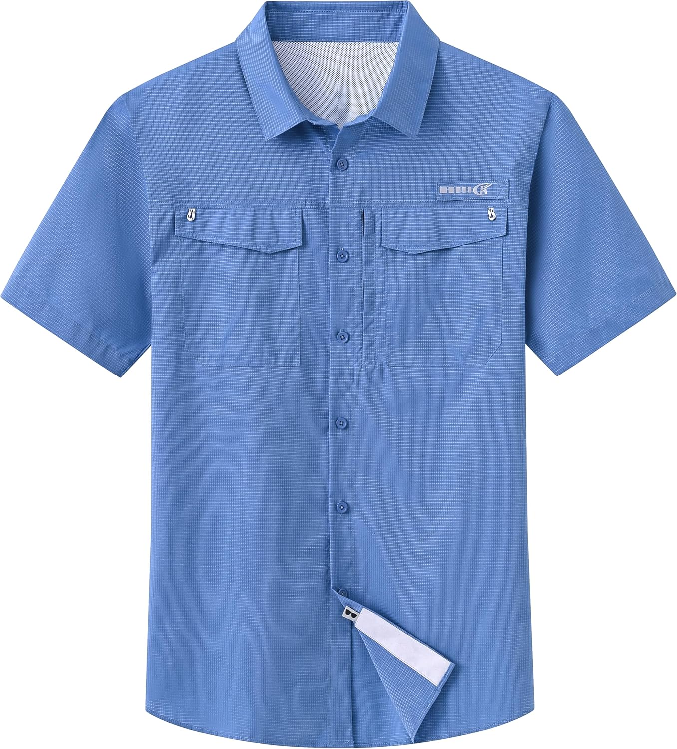 Satankud Mens UPF 50+ Fishing Shirts Short Sleeve Lightweight Quick Dry Hiking Travel Safari Work Shirt Zip Pocket