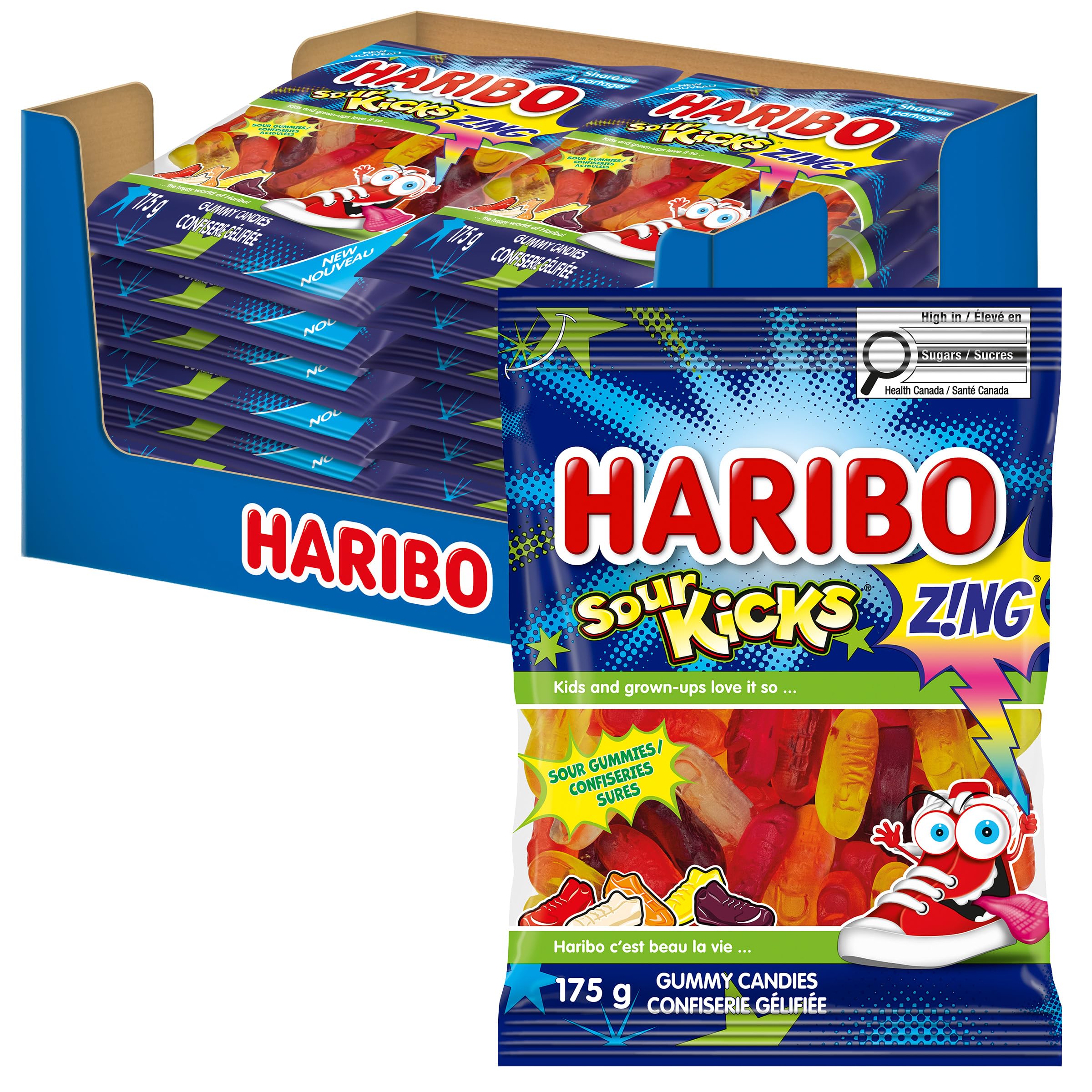HARIBO× アイブラス ペン Haribo Z!NG Sour Kicks Gummy Candy, 5 Sour Fruity Flavours, No