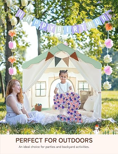 Miniatura 68 de Besrey Tienda de campaña para niños 2 en 1 con alfombrilla acolchada y luces, casa de juegos grande para niños con 2 puertas y 4 ventanas