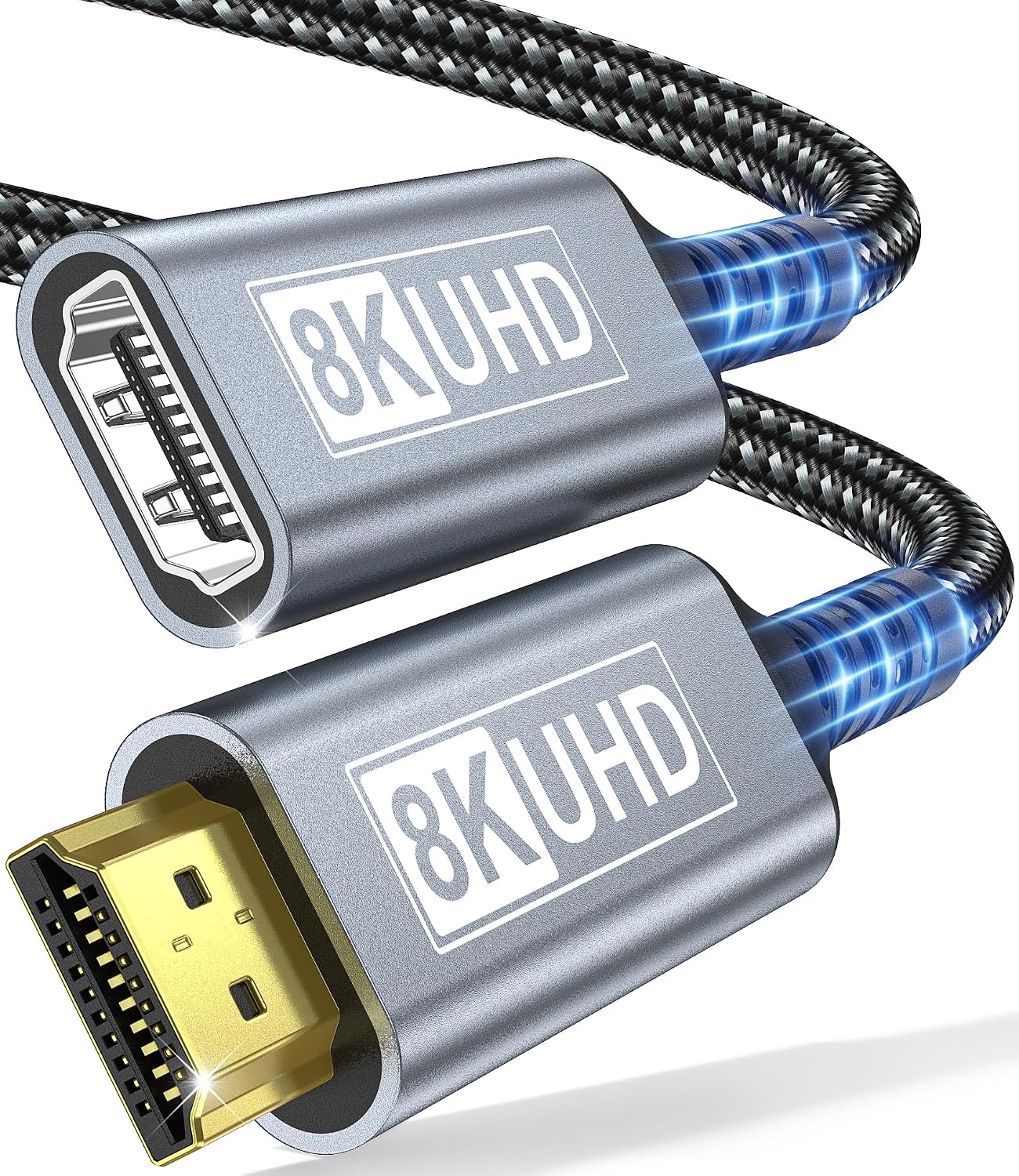 HDMI Verlängerungskabel 1M, HDMI 2.1 Verlängerung Kabel Stecker auf Buchse 8K@60Hz 4K@120Hz/144Hz 48Gbps, High Speed UHD eARC HDCP 2.3, Kompatibel mit TV Stick, HDTV, PS5
