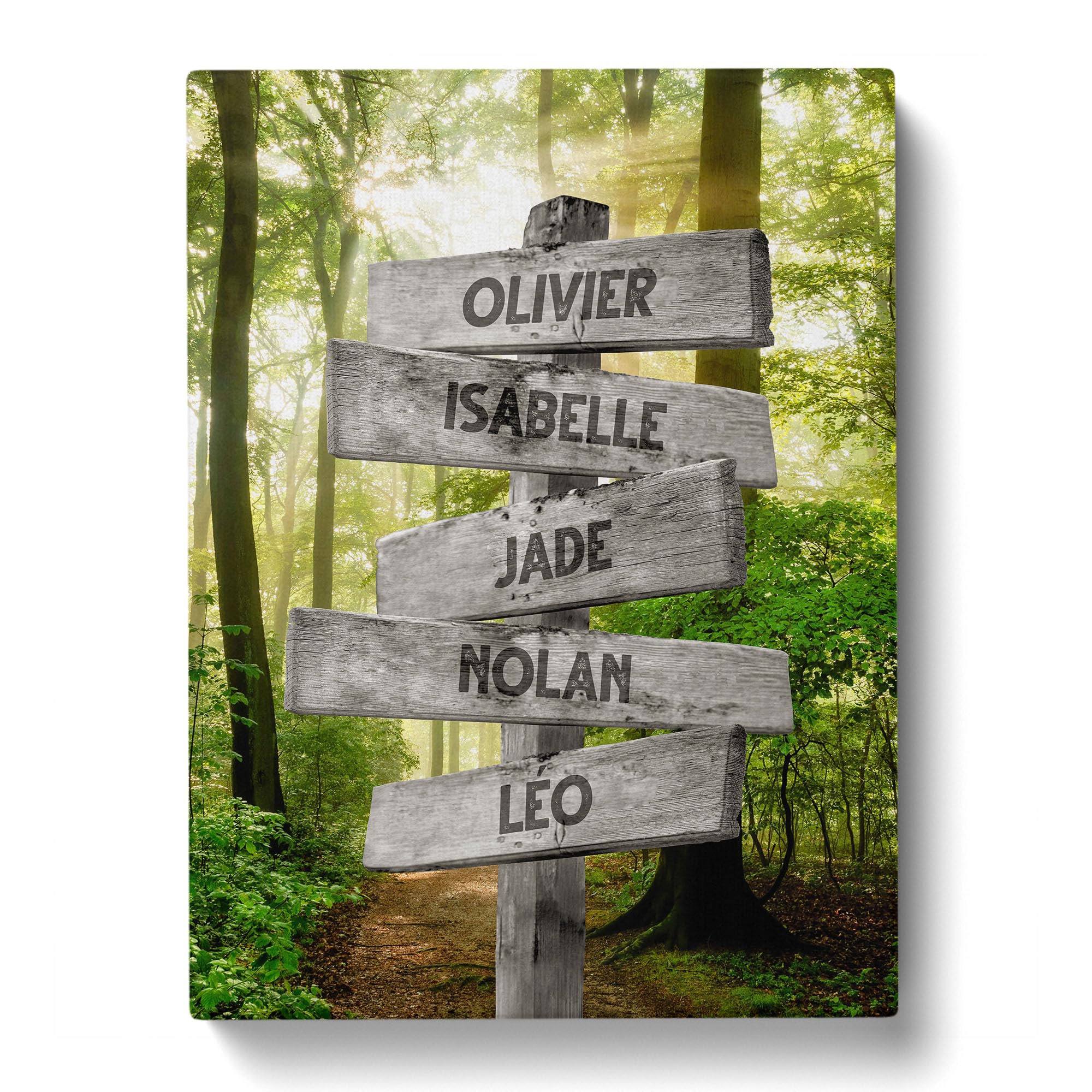 Cuadro Personalizado Familia Bosque Rayo Sol para Decoración de Pared de Salón | Idea de Regalo Personalizado Mujer o Hombre | Marco Personalizado para Cumpleaños | Objeto Personalizado con Nombre