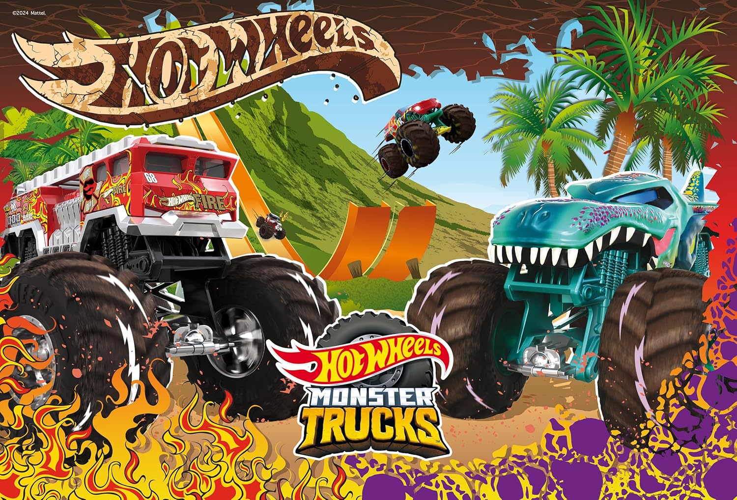 Lisciani Hot Wheels Puzzle, 60 Pieces, for Children from 4 Years, 35 x 50 cm, Puzzle with Monster Trucks and Daring Stunts, Action and Speed, Develops Reflection and Skill