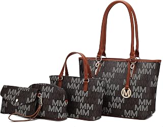 MKF Shoulder Bags for Women Small Tote Handbag Crossbody bag & Wristlet Purse Top Handle PU Leather 4-pcs Set Pocketbook