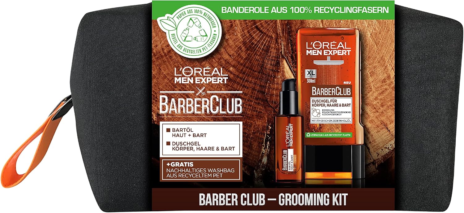 L’Oréal Men Expert Barber Club Men’s Beard Oil and Shower Gel Gift Set with Cedar Essential Oil