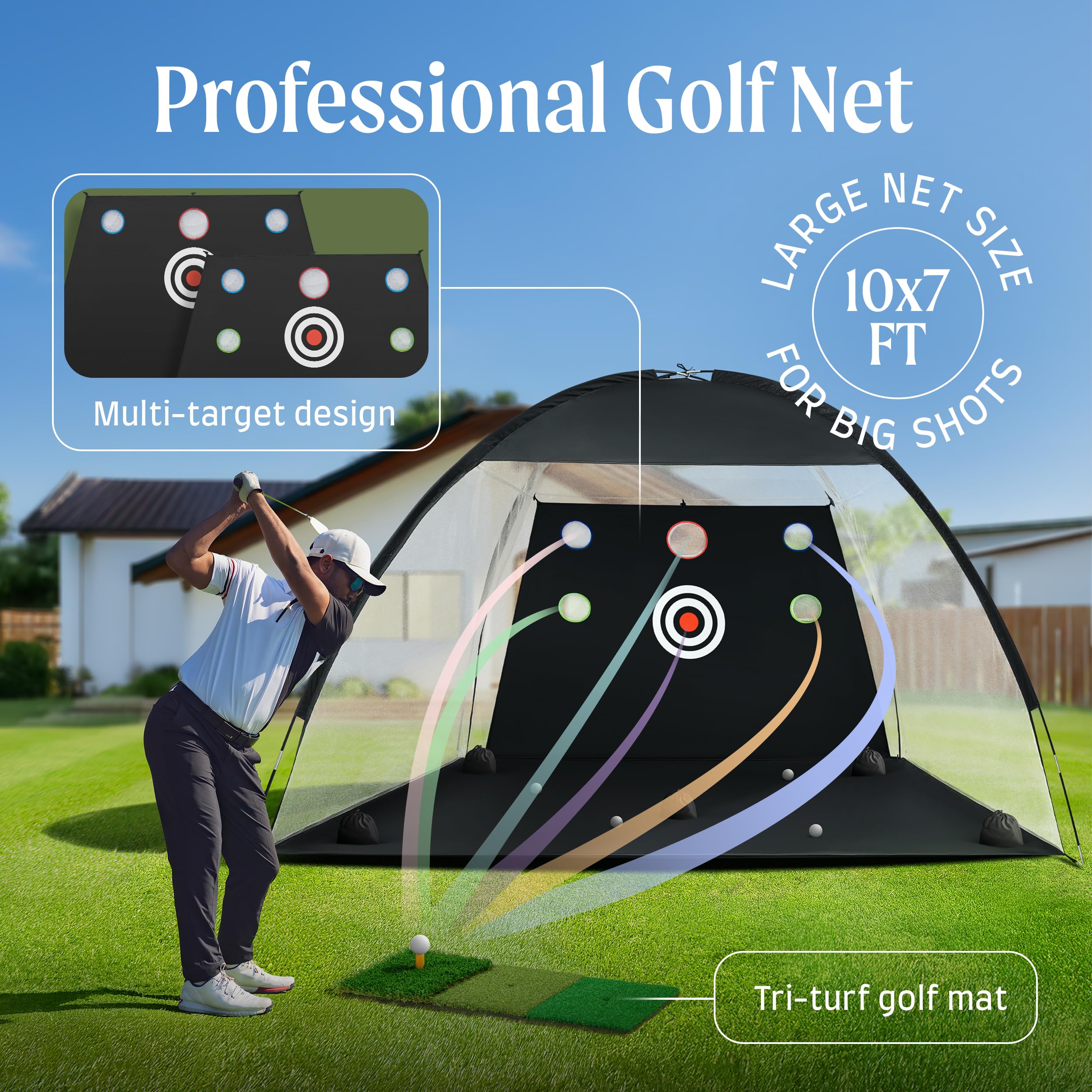 FORIXO Garage Golf Net – 10x7ft Indoor Practice Net for Home