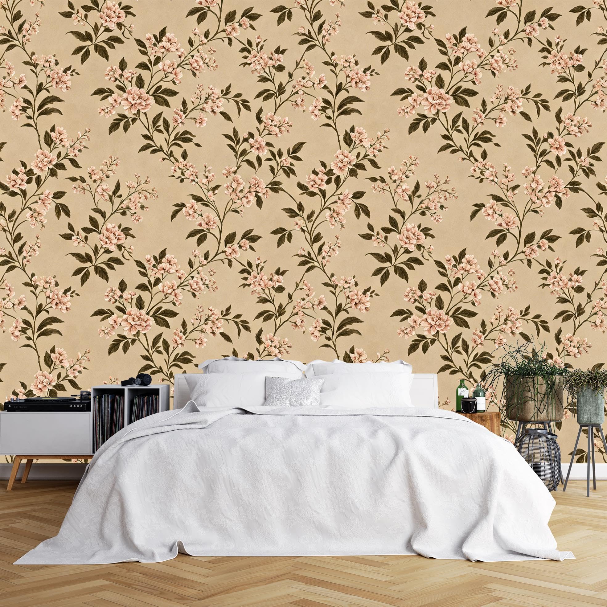 Self Adhesive Wallpaper, 140X100Cm(Wxh) Vintage Floral Photo Wallpaper Peel And Stick Poster Waterproof Removable Vinyl Wall Mural For Furniture, Kitchen Worktop, Windowsill Vintage Floral 140X100Cm(