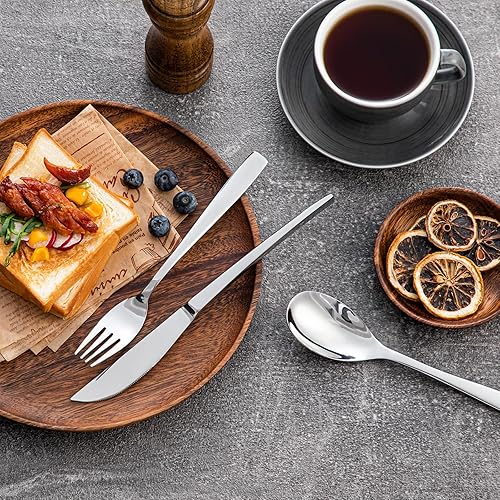 Miniatura 7 de vancasso Cubiertos de acero inoxidable de 48 piezas, juego de cubiertos de acero inoxidable, vajilla para 12 personas, cuchillo, tenedor, juego de