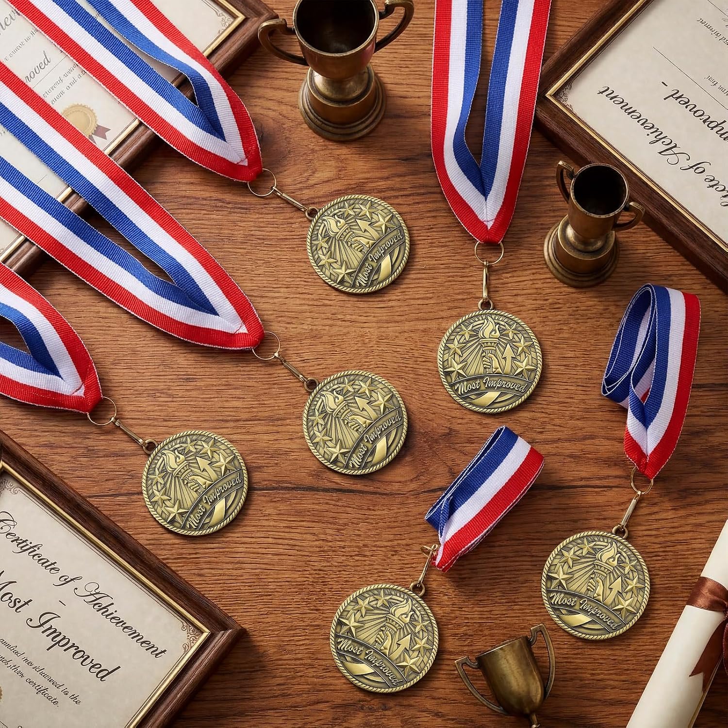 Equsion 36 Pcs 2'' Gold Award Medals Bulk for Kids Honor Roll Readers Science Fair Religious First Communion Most Improved Tball Field Day Drama Math Winner Prize Gift