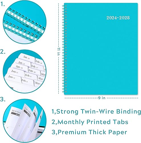 Miniatura 5 de Agenda mensual 2024-2028, calendario mensual de 5 años, enero de 2024 a diciembre de 2028, 9 x 11 pulgadas, bolsillo de doble cara + cubierta de