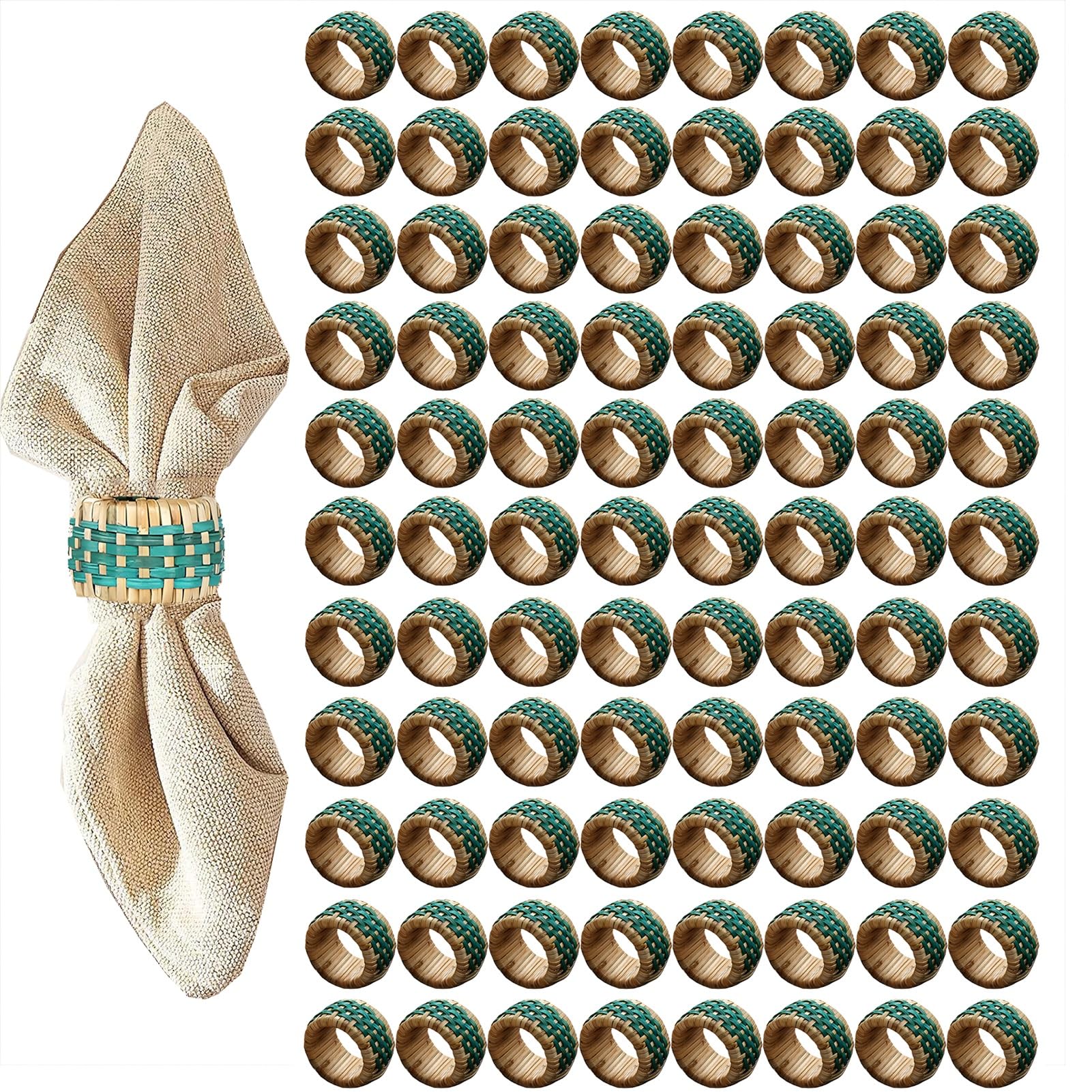 Lot de 100 Ronds de Serviette tissés, Style Rustique, pour décoration de Thanksgiving, de Noël, de Mariage