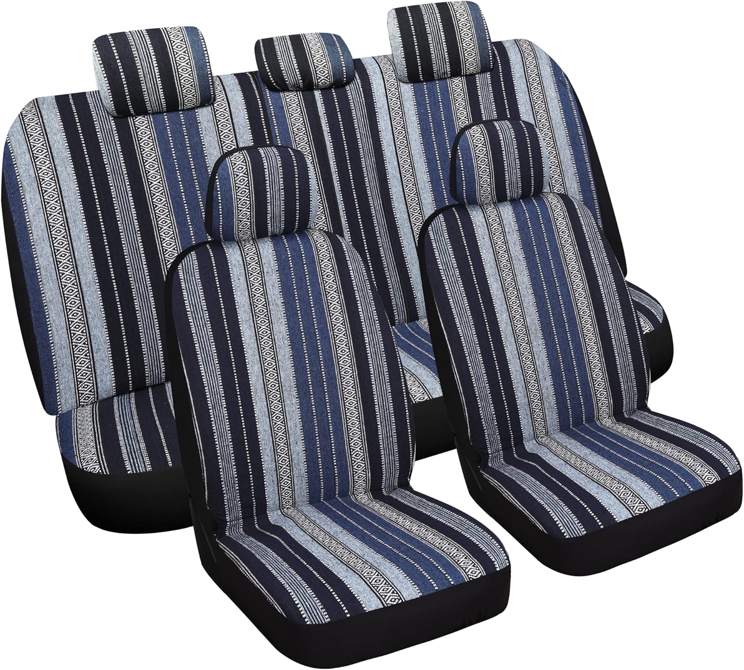 VarCozy Baja Saddle Blanket Seat Covers Full Set, Front Seat Covers and Split Rear Bench Seat