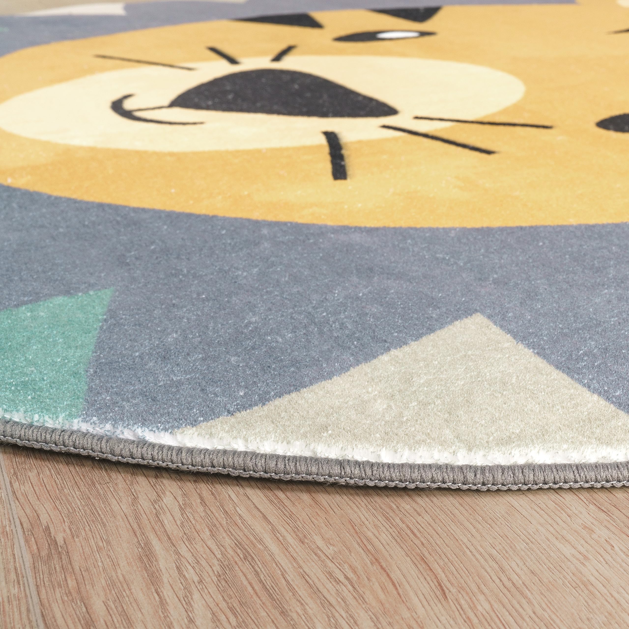 Paco Home Alfombra De Habitacion Bebe Infantil Niña Niño De Juego Retonda Cabeza De Oso De León Lavar En La Lavadora Moderna, tamaño:Ø 160 cm Redon, Color:Multicolor